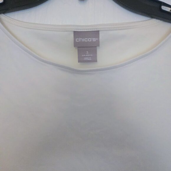 Chico's cream S/S top with side tie Sizze 3/XL NWOT - Picture 3 of 5